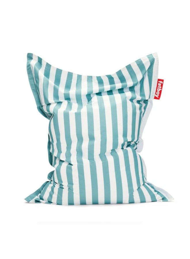 Fatboy Original Outdoor Bean Bag Chair | 134x180 cm Lounge Seat for Patio, Garden & Poolside | UV, 5rewWater & Dust Resistant, Durable Olefin Fabric | Washable Cover | Indoor & Outdoor - Stripe Azur Blue - Image 1